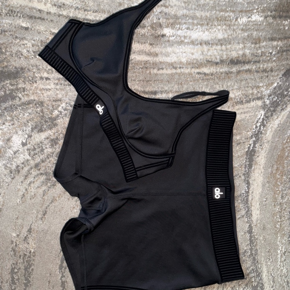ALO Yoga Black Bra and Shorts Set
